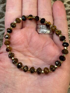 Tiger Eye Crystal Gemstone Stretch Bracelet Natural Healing Energy